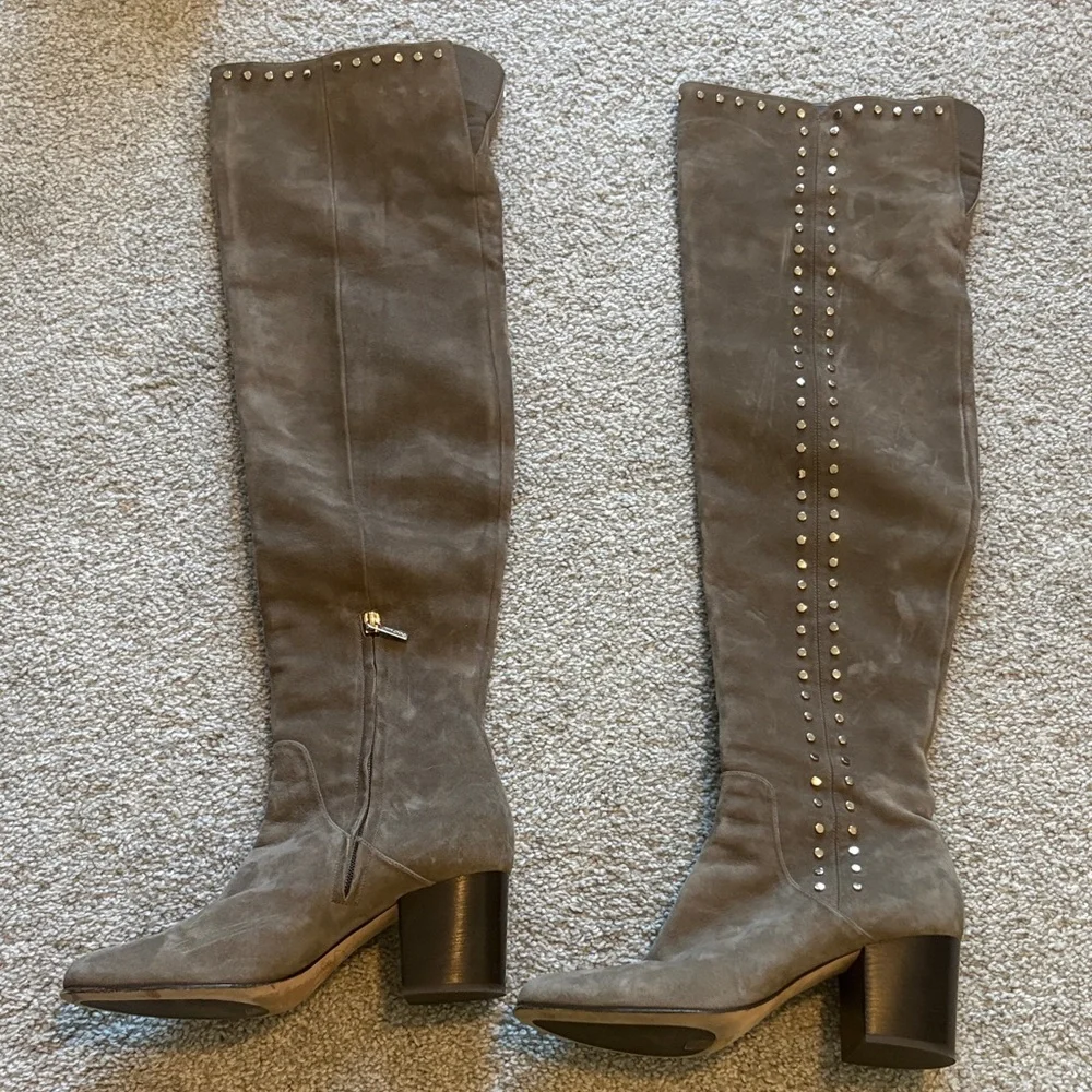 Jimmy Choo Studded Over the Knee Boots in Gray